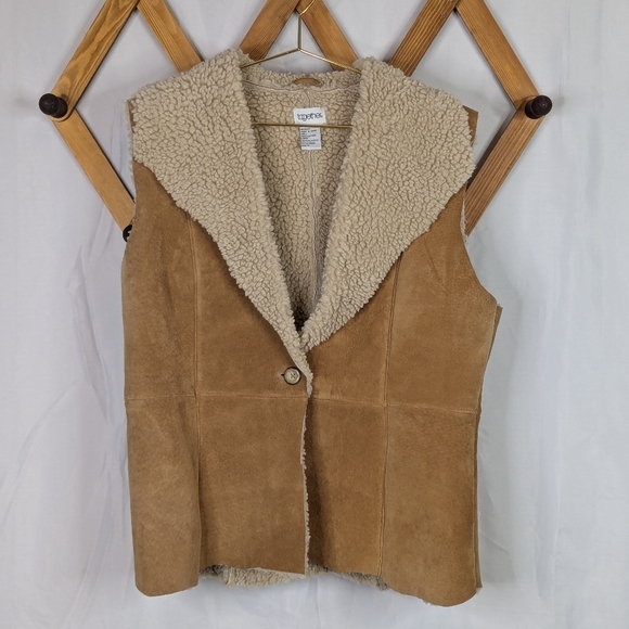 Vintage Jackets & Blazers - Vintage Together 100% Leather Faux Sherpa Patchwork Penny Lane Vest